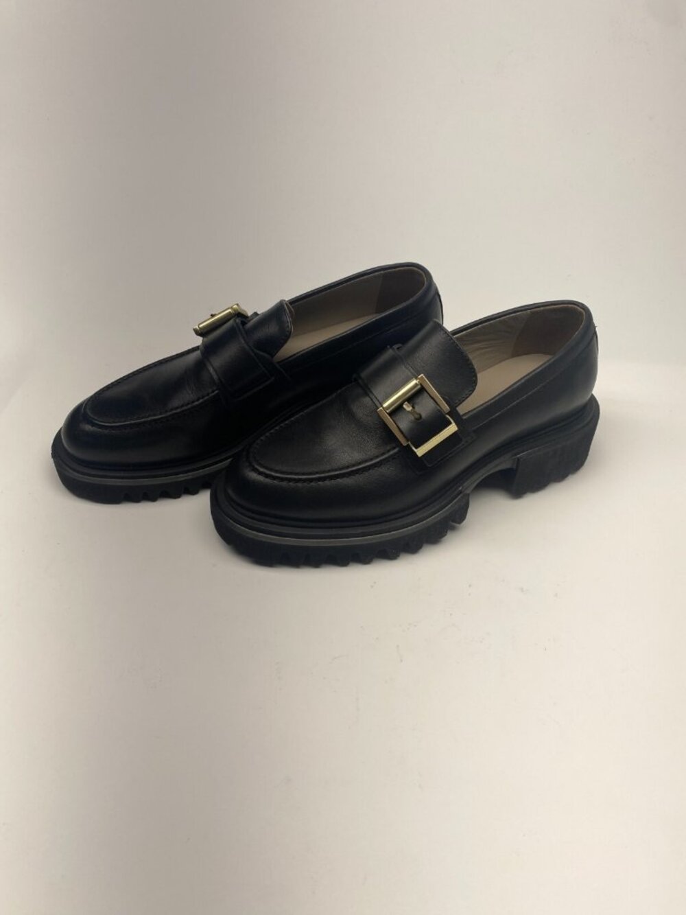 AllSaints Womens Emily Black Leather Loafer Sz 9